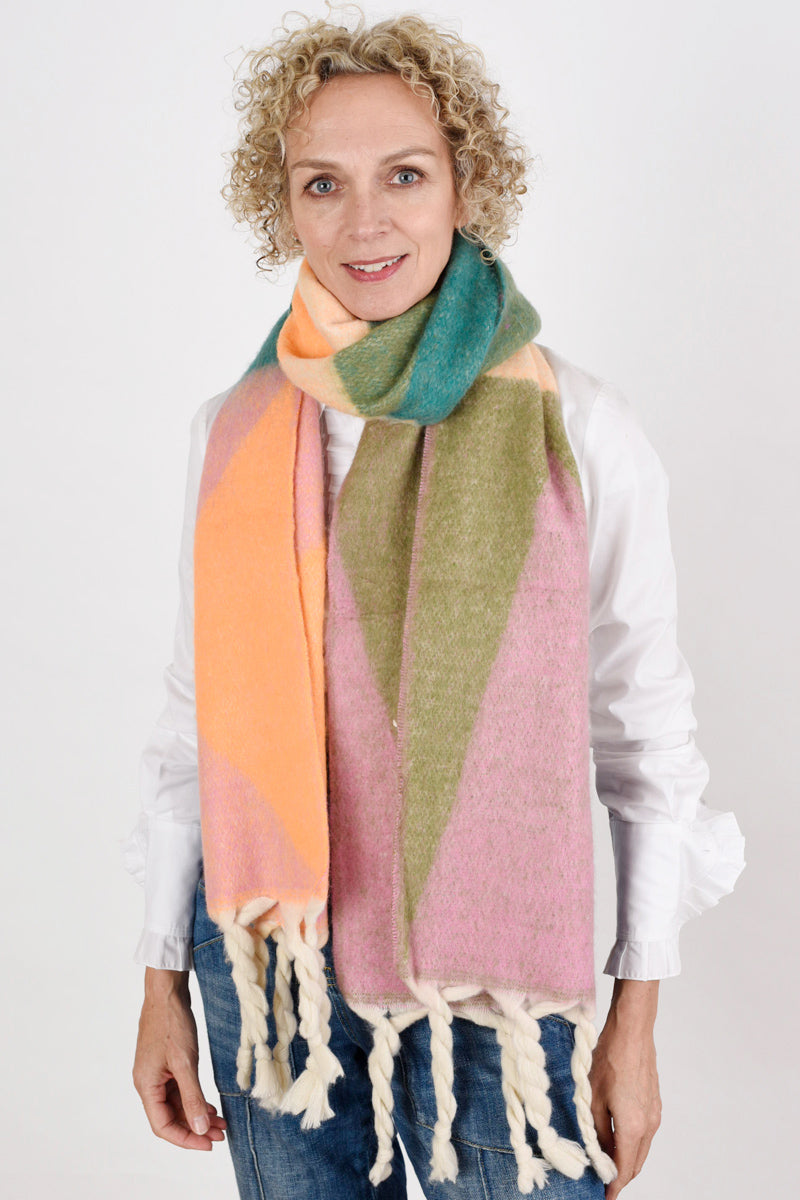 Orange Green and Pink Blanket Scarf