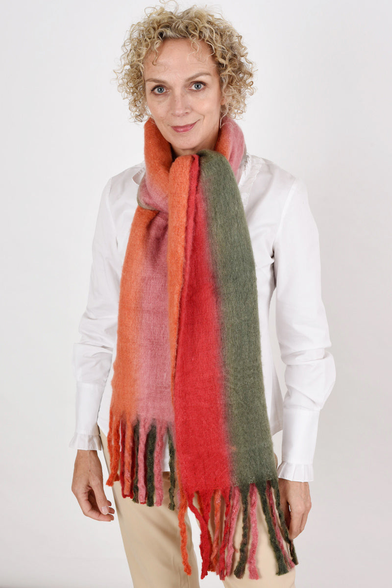 Red Green And Pink Wrap Scarf