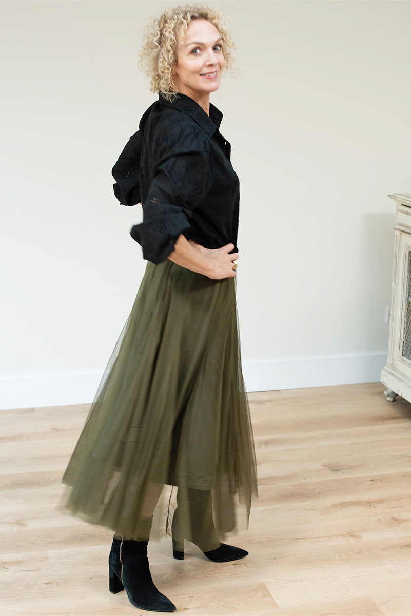 Khaki Tulle Skirt