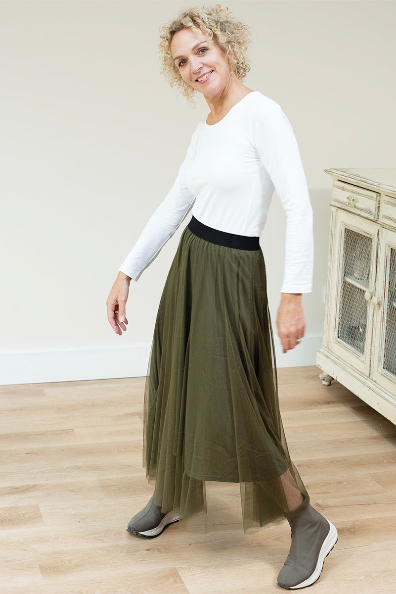 Khaki Tulle Skirt