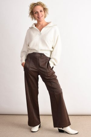 Brown faux leather trousers by Karen Dean, Personal Stylist at Wink To The Wardrobe Boutique