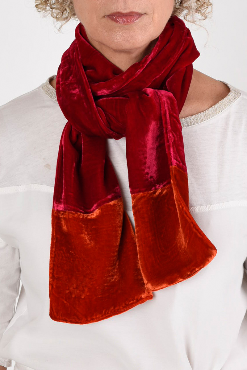 Pink and Orange Velvet Scarf - Wink to the Wardrobe